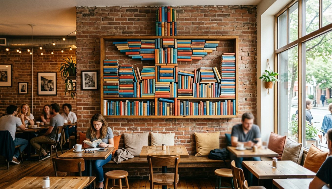 L’étagère murale livres, ce totem du vivre ensemble dans les cafés-librairies urbains